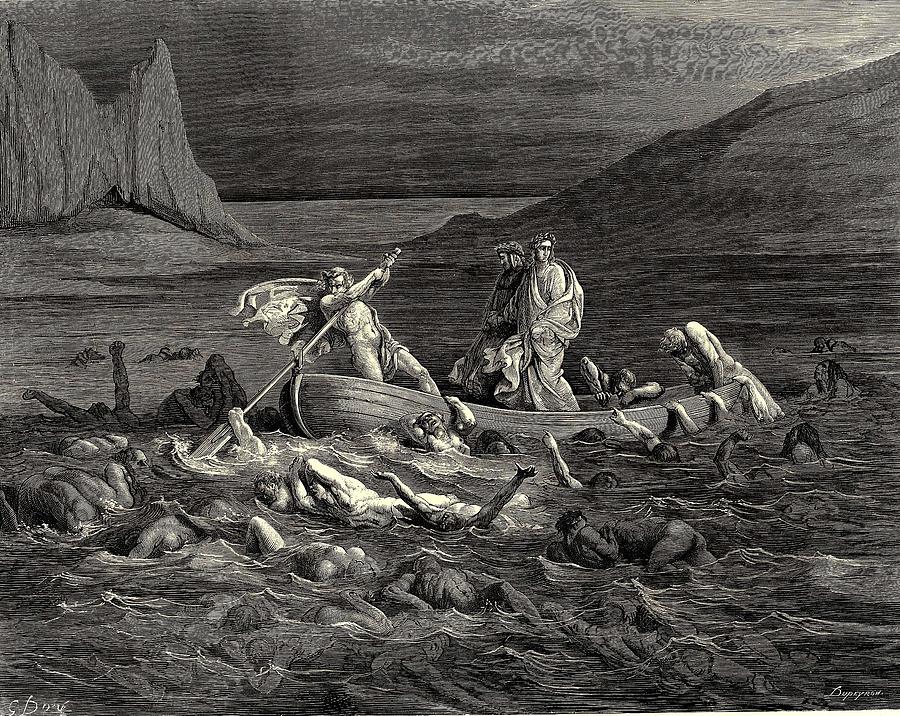 Cutting The Waves From Dantes Inferno Digital Art by Gustave Dore