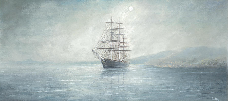 London Painting - Cutty Sark Anchored off the Coast by Eric Bellis