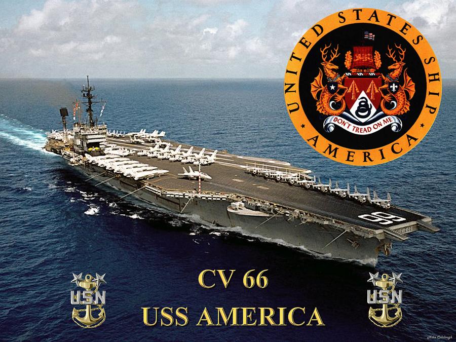 Cv66 Digital Art - CV-66 USS America by Mil Merchant Cv66 Digital Art - CV-66 USS America by Mil Merchant