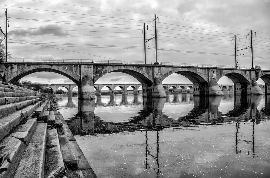 Bridge Photograph - CV - Susquehanna River Bridge Harrisburg  Pennsylvania in Black  by Bill Cannon