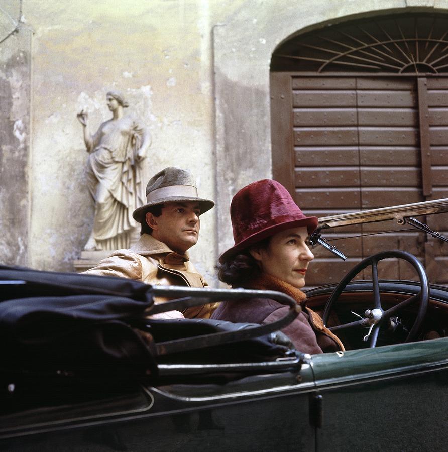 Cy And Tatiana Twombly In An Alfa Romeo Car Photograph by Horst P. Horst