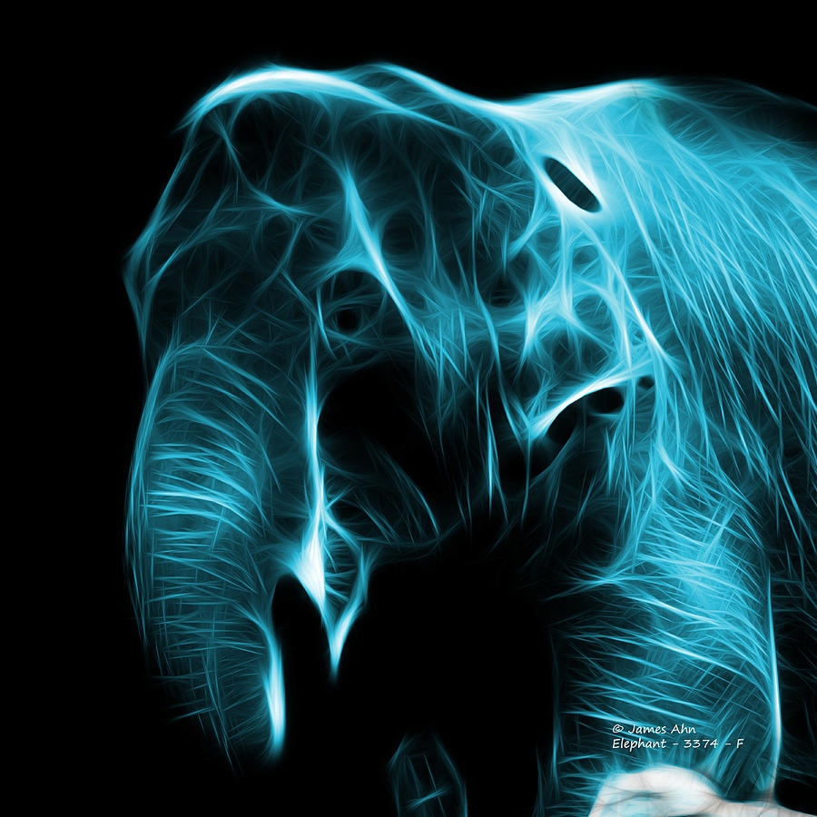 Cyan Elephant 3374 - F Digital Art by James Ahn