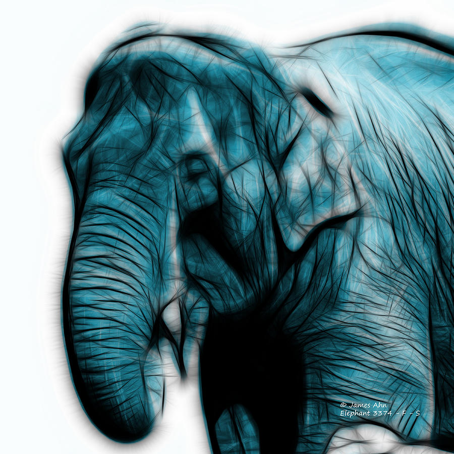 Cyan Elephant 3374 - F - S Digital Art by James Ahn