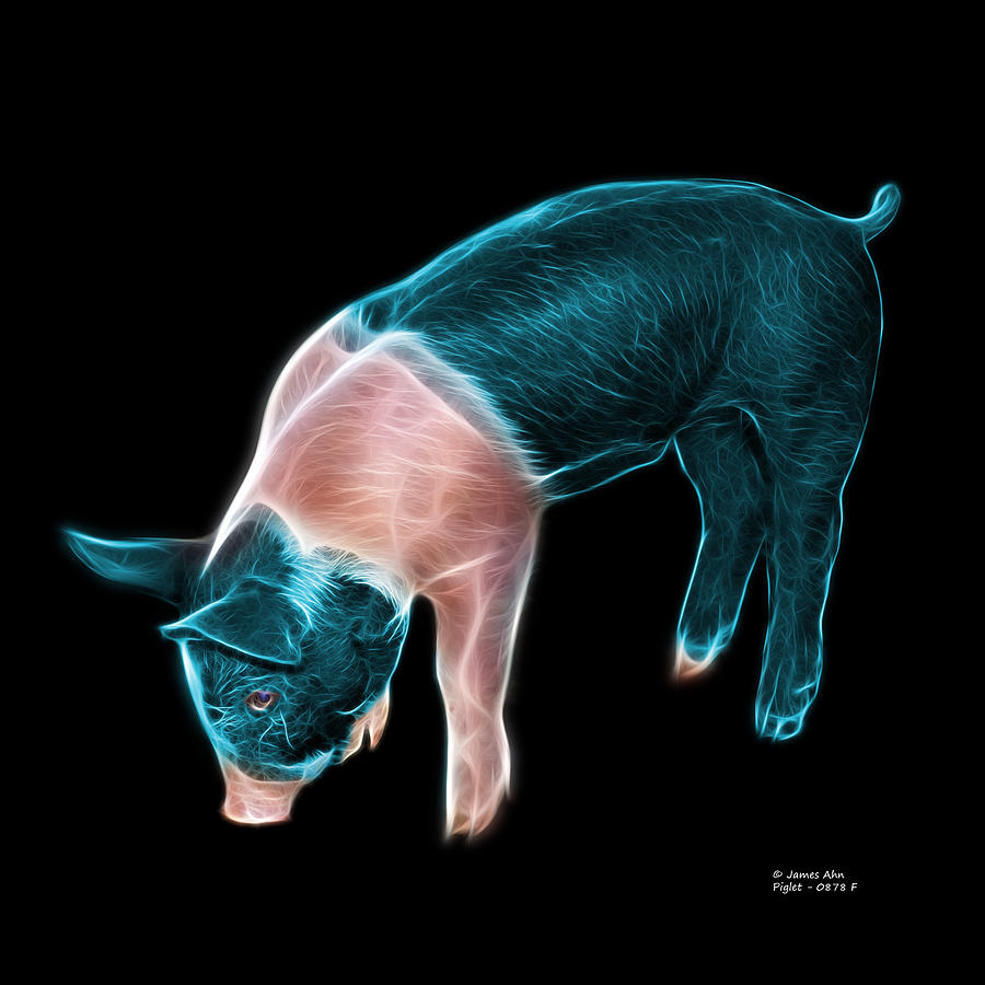 Cyan Piglet - 0878 F Digital Art by James Ahn