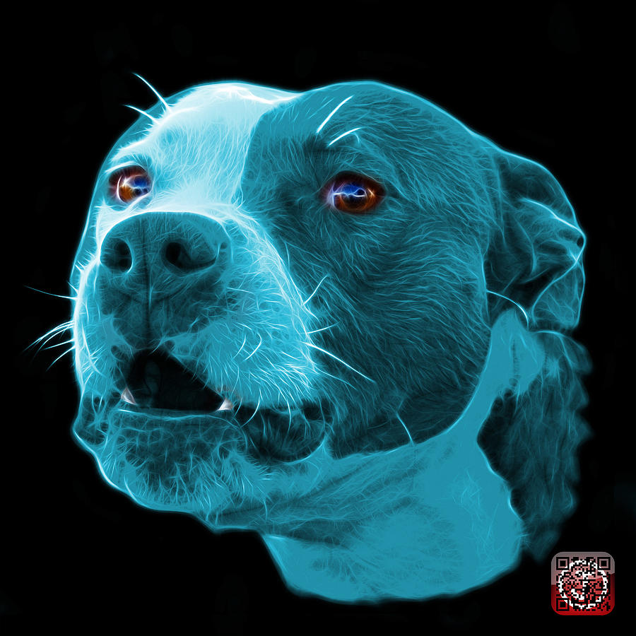 Cyan Pitbull Dog 7769 - Bb - Fractal Dog Art Mixed Media by James Ahn