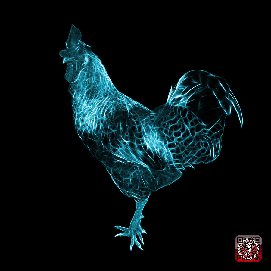 Cyan Rooster 3186 F Digital Art by James Ahn