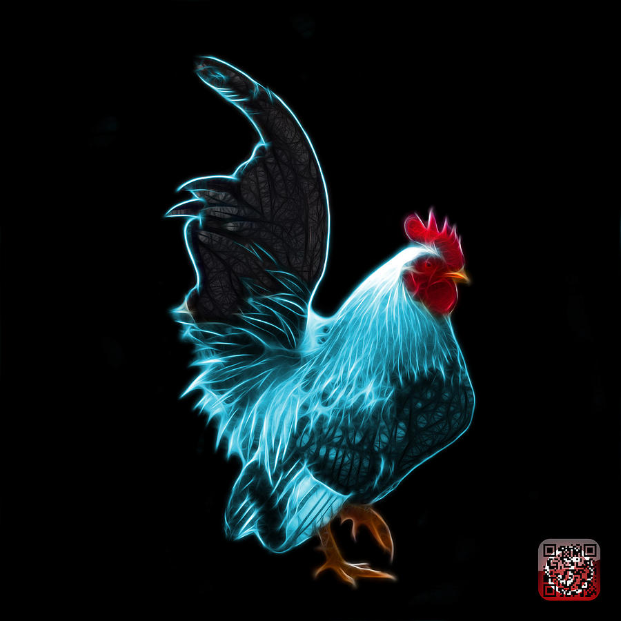 Cyan Rooster Pop Art - 4602 - bb - James Ahn Digital Art by James Ahn