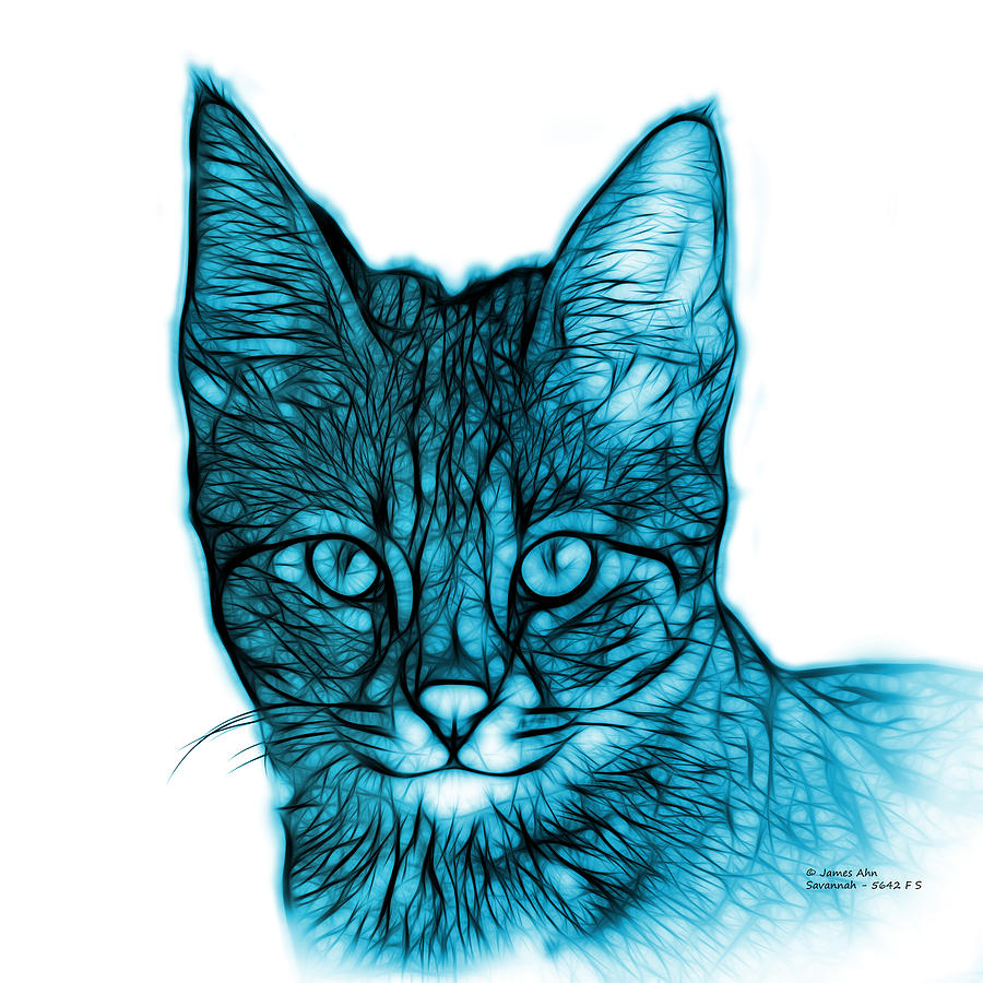 Cyan Savannah Cat - 5462 F S Digital Art by James Ahn