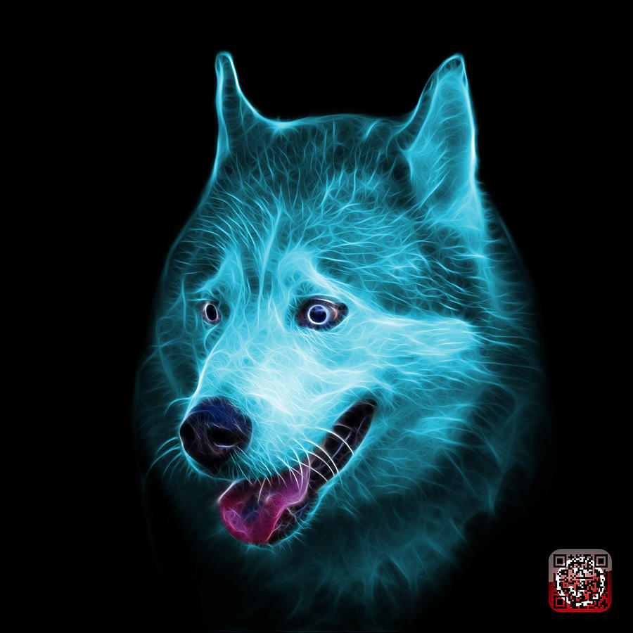 Cyan Siberian Husky Dog Art - 6062 - BB Painting by James Ahn