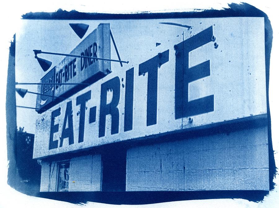 Cyanotype Eat Rite Diner Photograph by Jane Linders