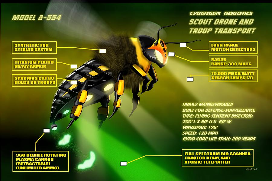 Cybergen Robotics Insectoid Scout Drone Digital Art by John Wills