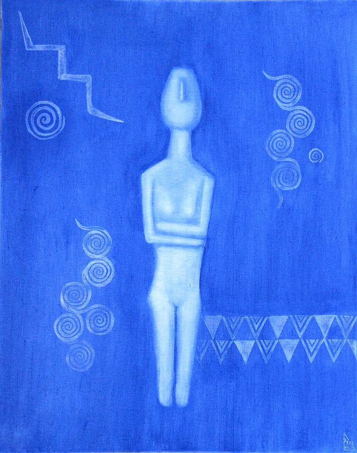 Cycladic Goddess - left panel Painting by Diana Perfect