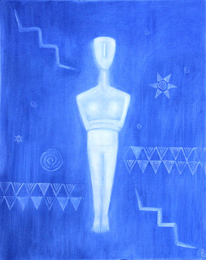 Greek Painting - Cycladic Goddess - middle panel by Diana Perfect