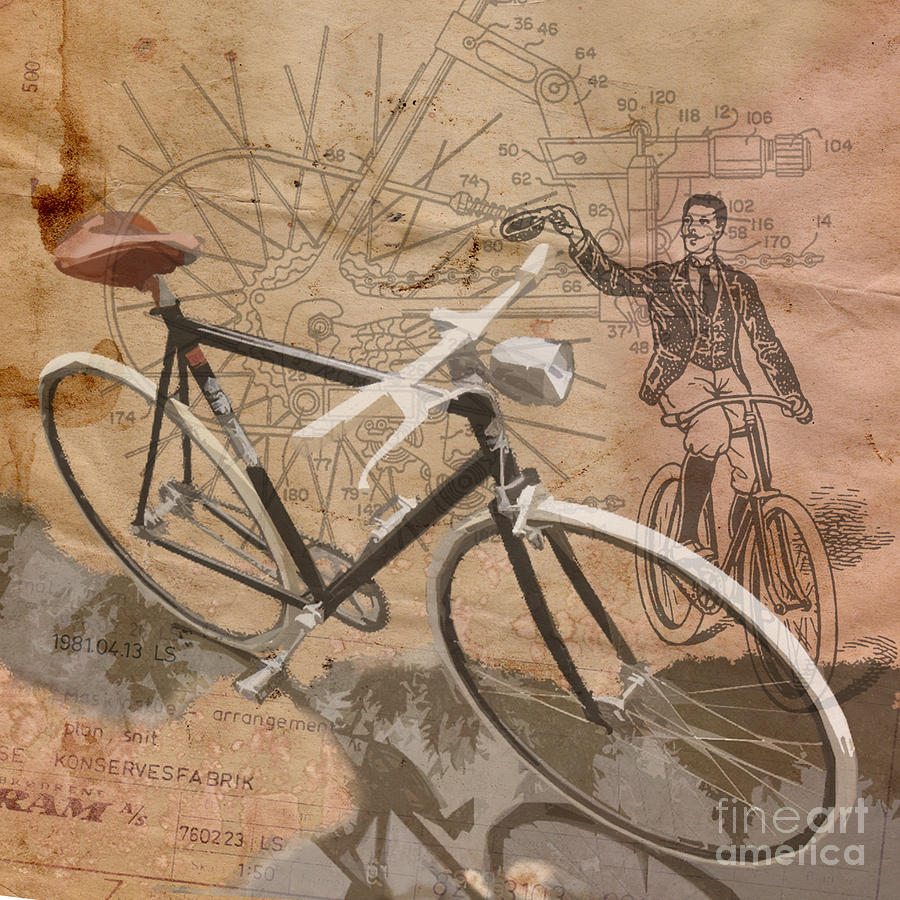 Vintage Digital Art - Cycling Gent by Sassan Filsoof
