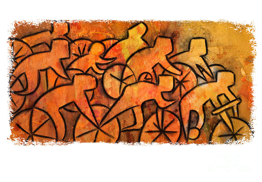 Bicycle Painting - Cycling sequence in orange by Alejandro Maldonado