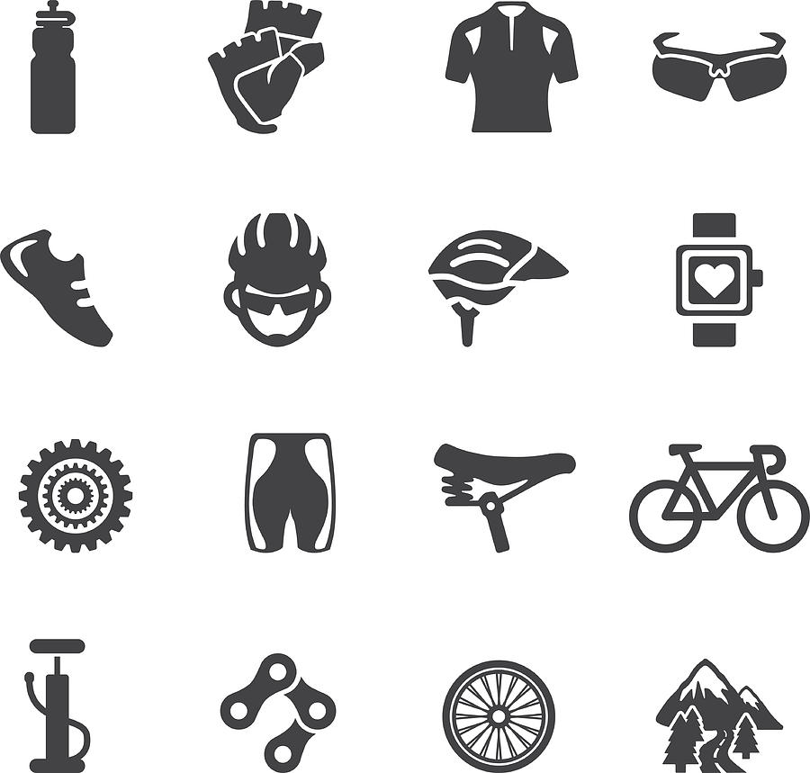 Cycling Silhouette icons | EPS10 Drawing by LueratSatichob