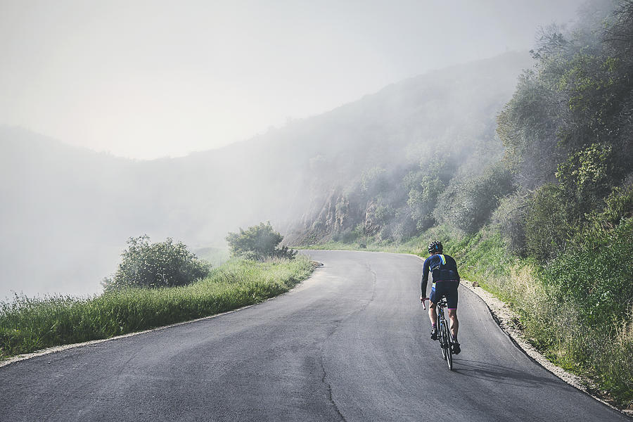 Cyclist on the Gibraltar Road Climb Photograph by Justin Paget
