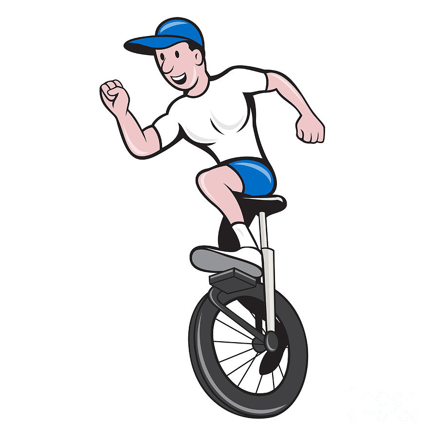 Cyclist Riding Unicycle Cartoon Digital Art by Aloysius Patrimonio - Fine  Art America