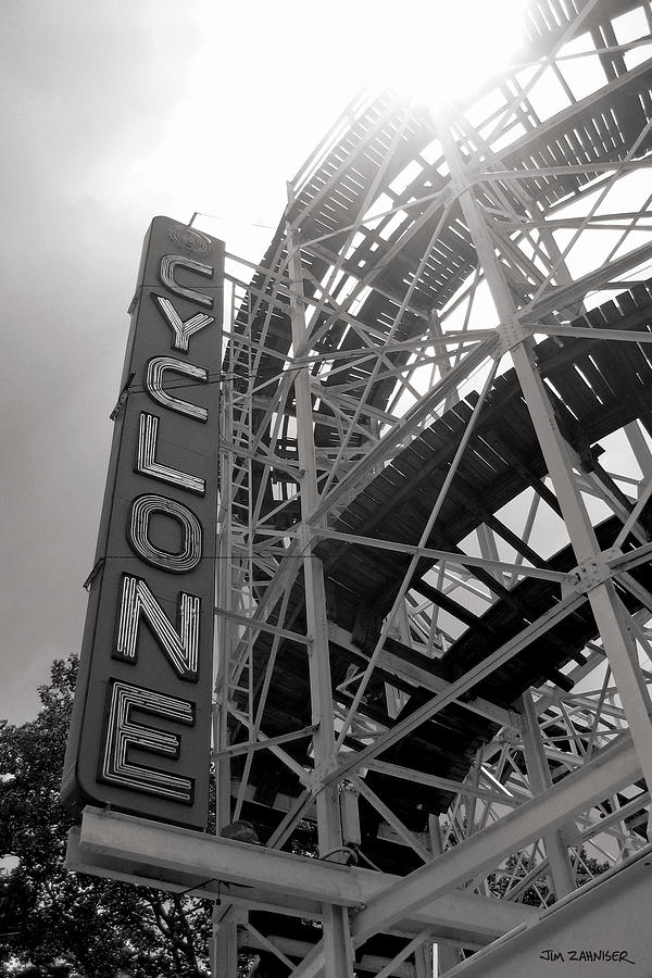 Cyclone Rollercoaster - Coney Island Digital Art by Jim Zahniser