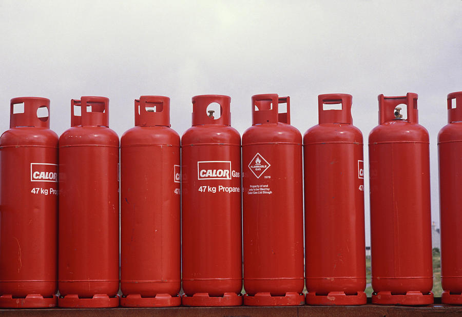 Cylinder Photograph - Cylinders Of Liquefied Propane Fuel by Adam Hart-davis/science Photo Library