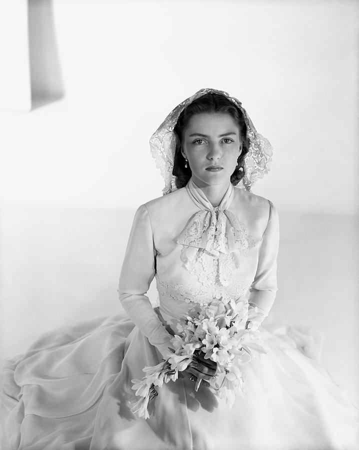 Cynthia Boissevain Wearing A Bridal Gown Photograph by Horst P. Horst
