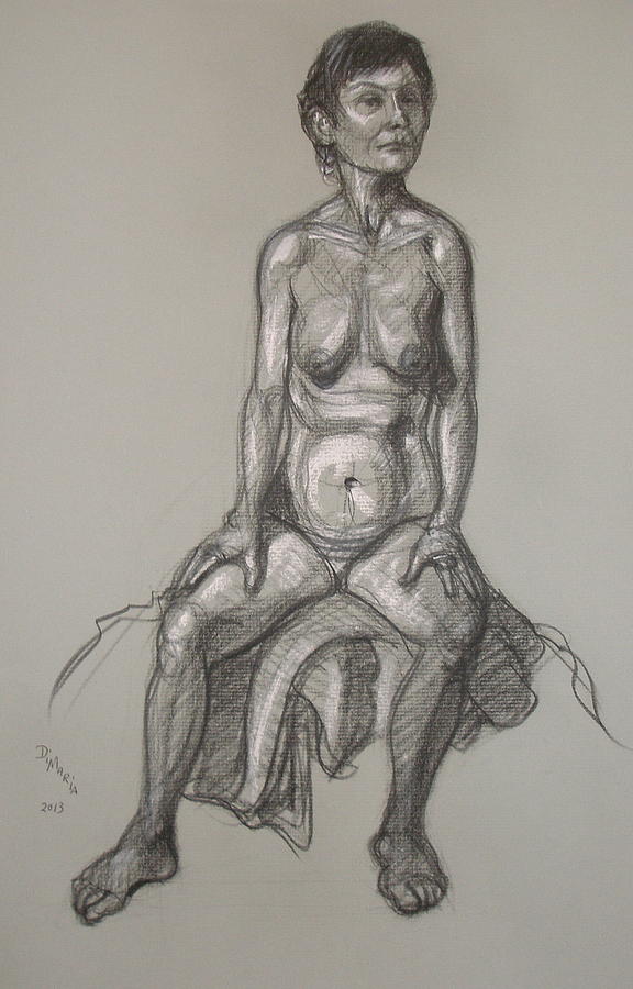 Cynthia - Seated Nude Drawing by Donelli  DiMaria