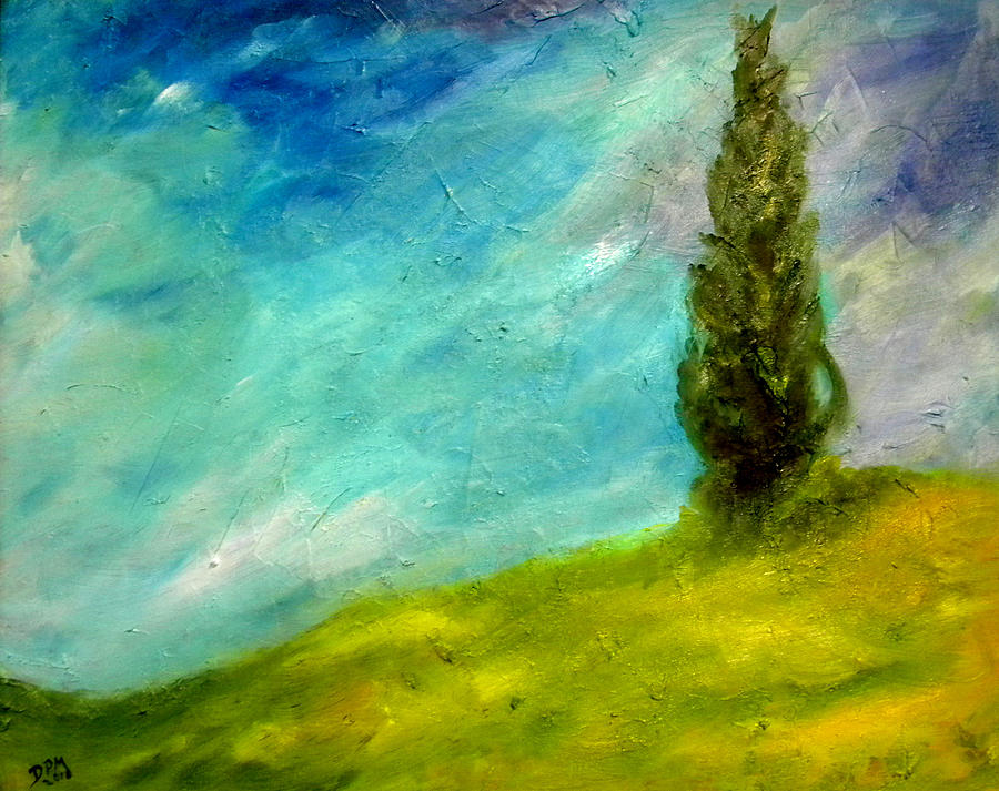 Cypress Painting - Cypress in Tuscany  by David McGhee