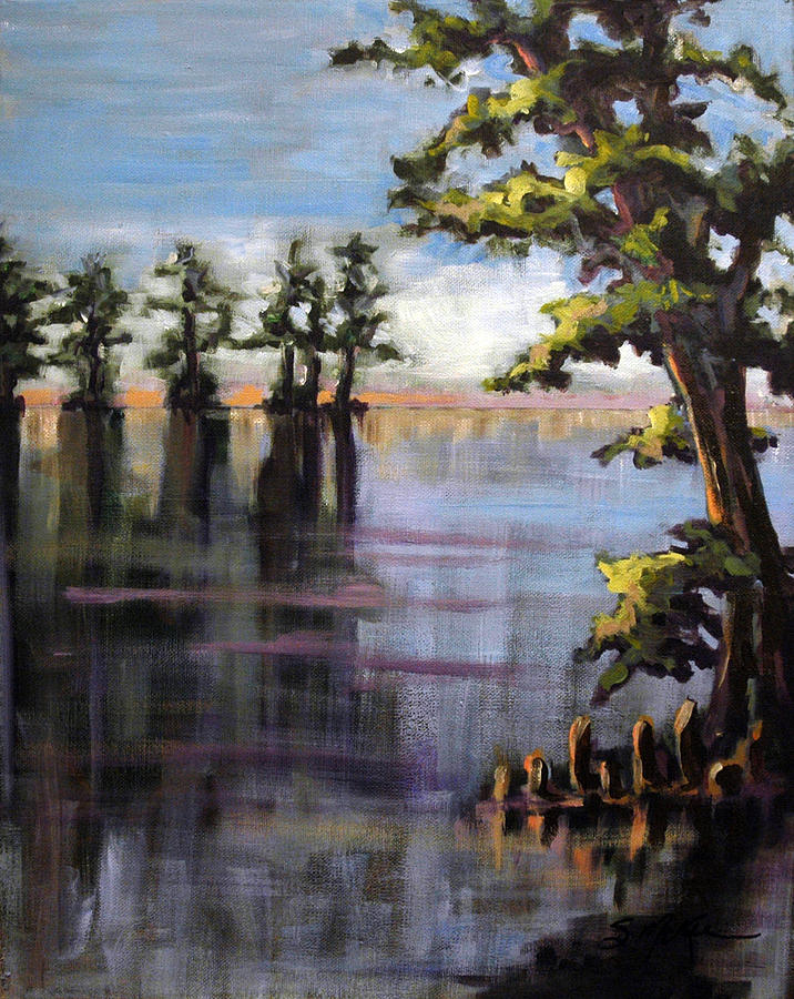 Cypress Sunrise Painting by Suzanne McKee