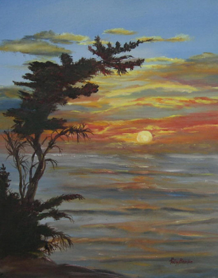 Cypress Sunset Painting by Polly Berlin - Fine Art America