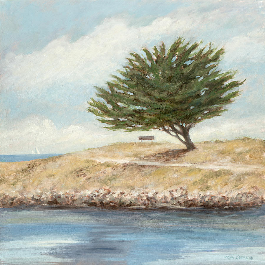 Beach Painting - Cypress Tree at Marina park by Tina Obrien
