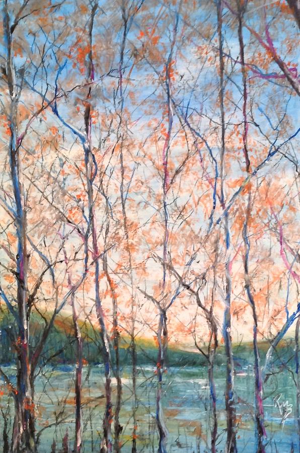 Cypress Trees on the Lake Painting by Robin Miller-Bookhout