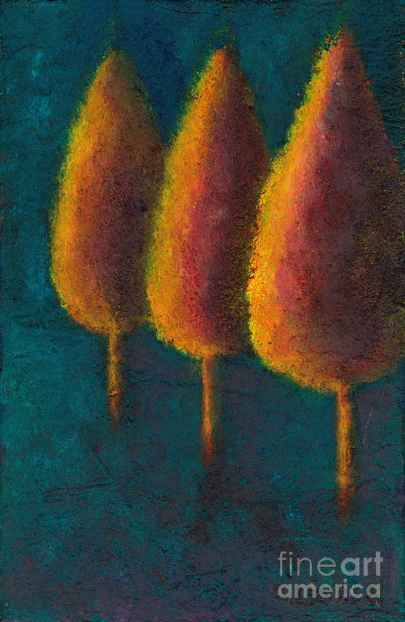 Cypress Trees Painting by Sandy Linden