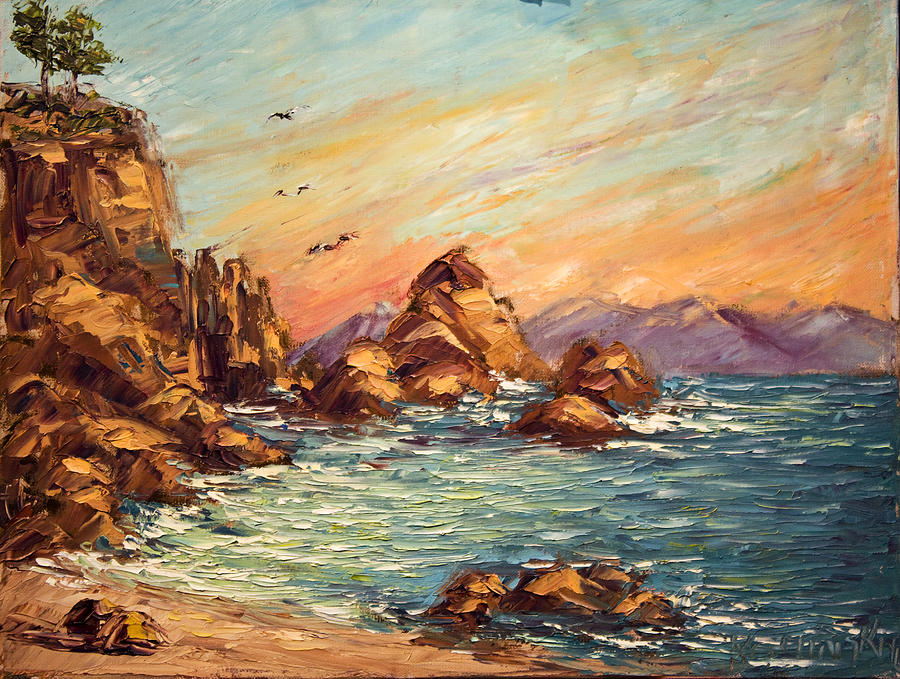 Cyprus Point Monterey Paint Along with Nancy PBS Painting by Michaelalonzo Kominsky