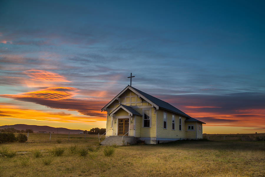 Sunset Photograph - D Aste Church near Charlo Montana by Mark Mesenko