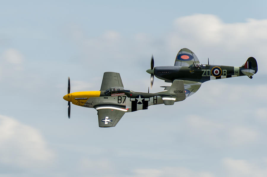 D-Day airshow duo Spitfire and Mustang Photograph by Gary Eason