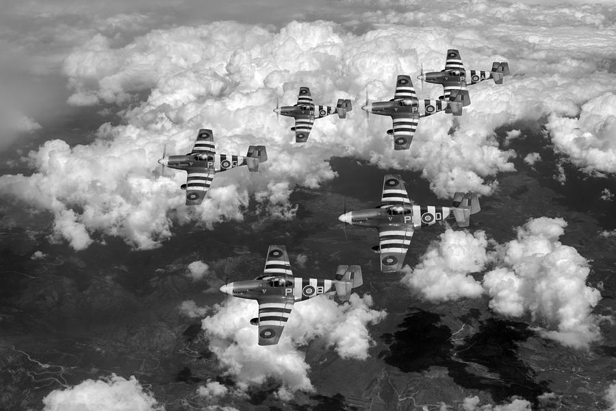 D-Day Mustangs black and white version Photograph by Gary Eason