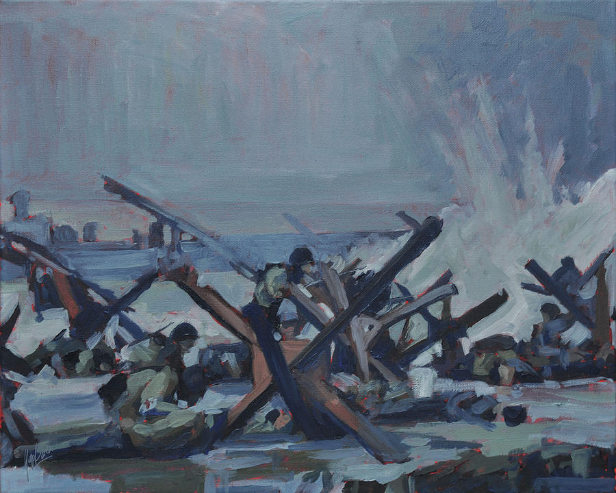 D Day Omaha Beach Painting by Nop Briex