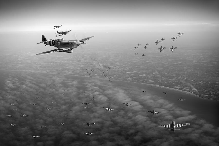 D-Day Operation Mallard black and white version Digital Art by Gary Eason