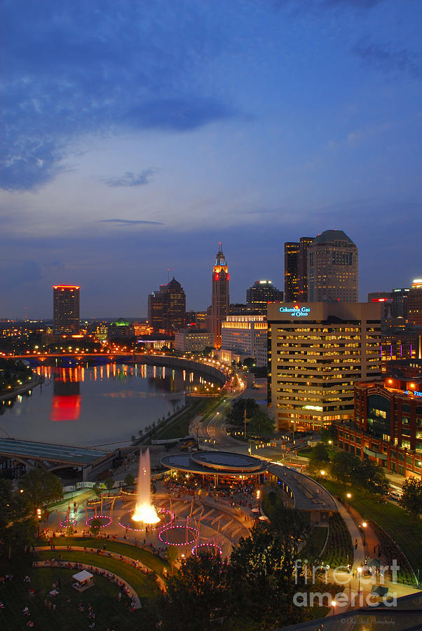D101L Columbus Ohio night skyline photo Photograph by Ohio Stock