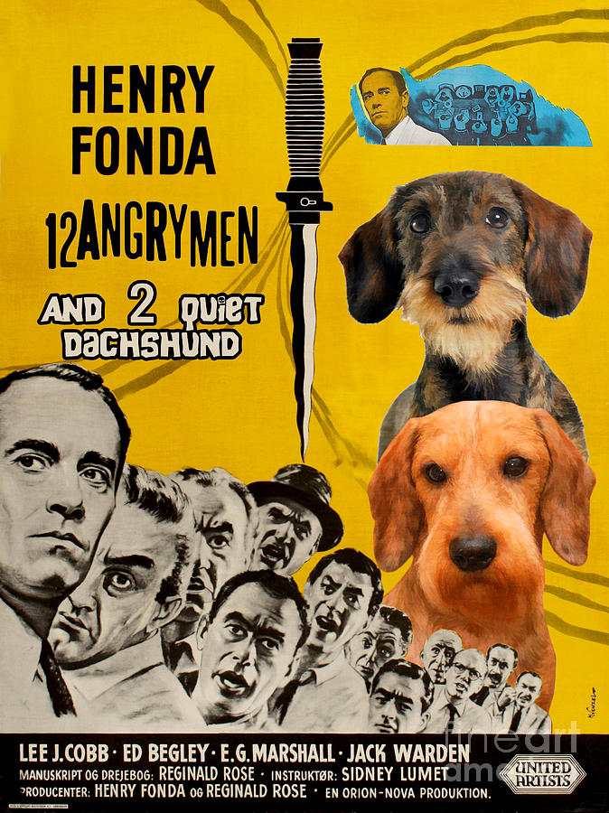 Dachshund Art Canvas Print - 12 Angry Men Movie Poster Painting by Sandra Sij
