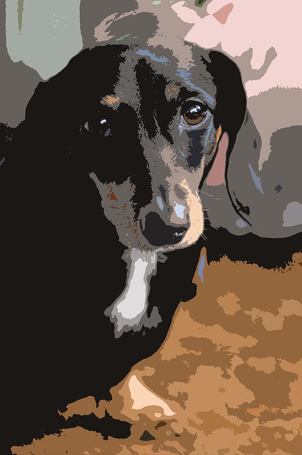 Dachshund Dog Abstract Painting by Olde Time  Mercantile