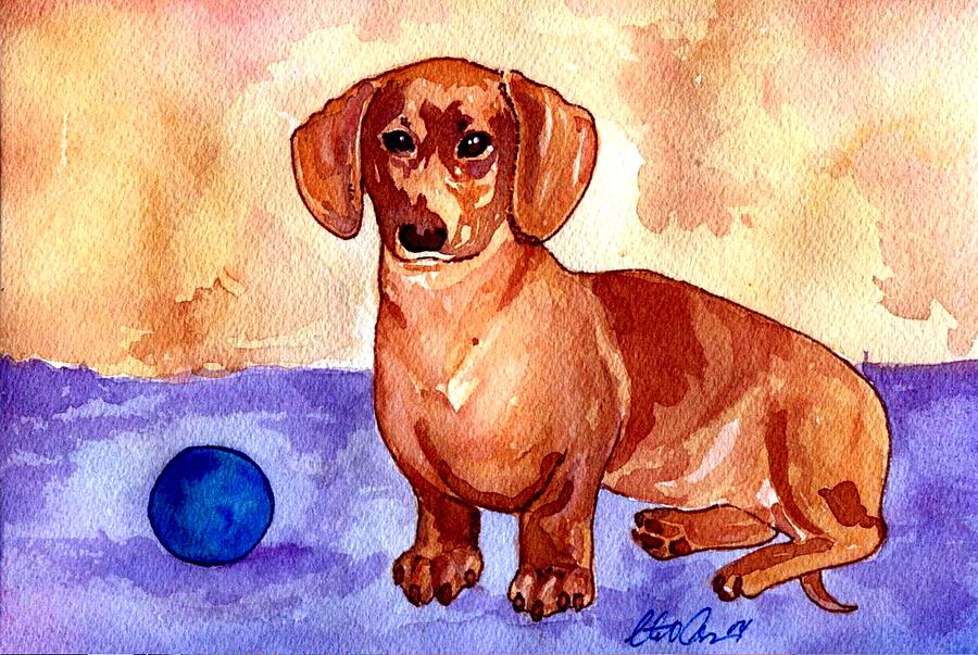 Dachshund Dog Portrait Painting by Olde Time  Mercantile