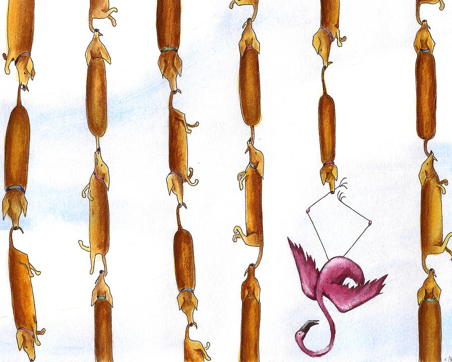 Dachshund Painting - Dachshund Links by Christy Beckwith Dachshund Painting - Dachshund Links by Christy Beckwith