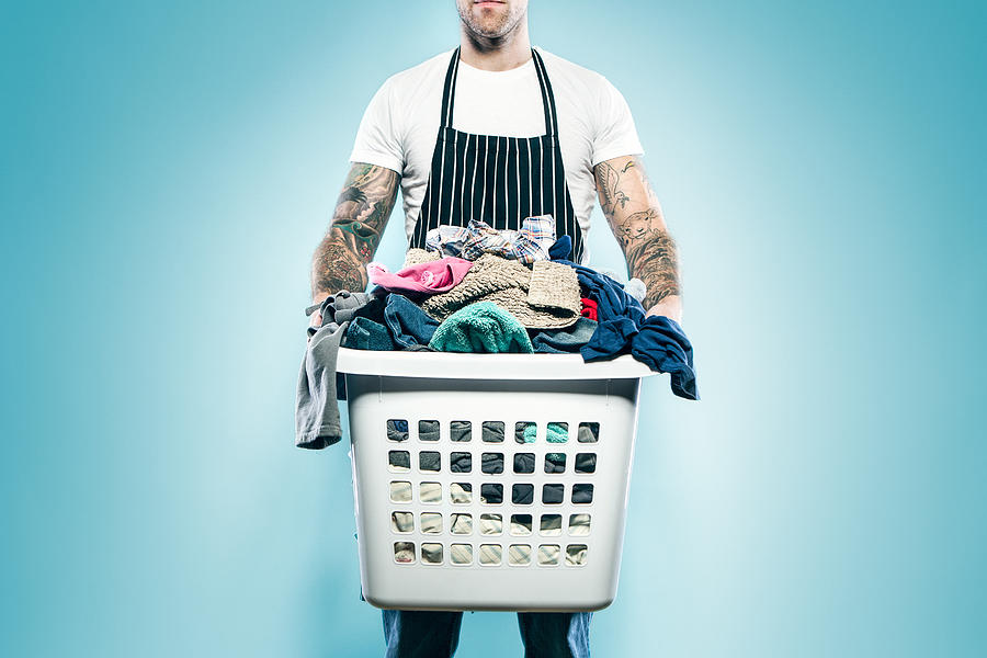 Dad with Tattoos Does Laundry Photograph by RyanJLane