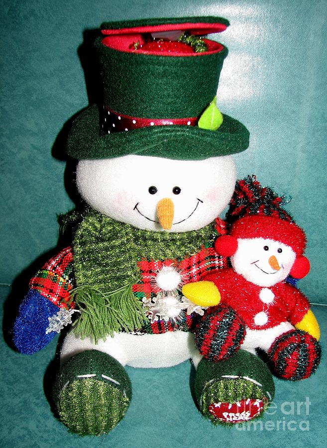 Christmas Photograph - Daddy and Baby Snowmen Decorations by Rose Santuci-Sofranko