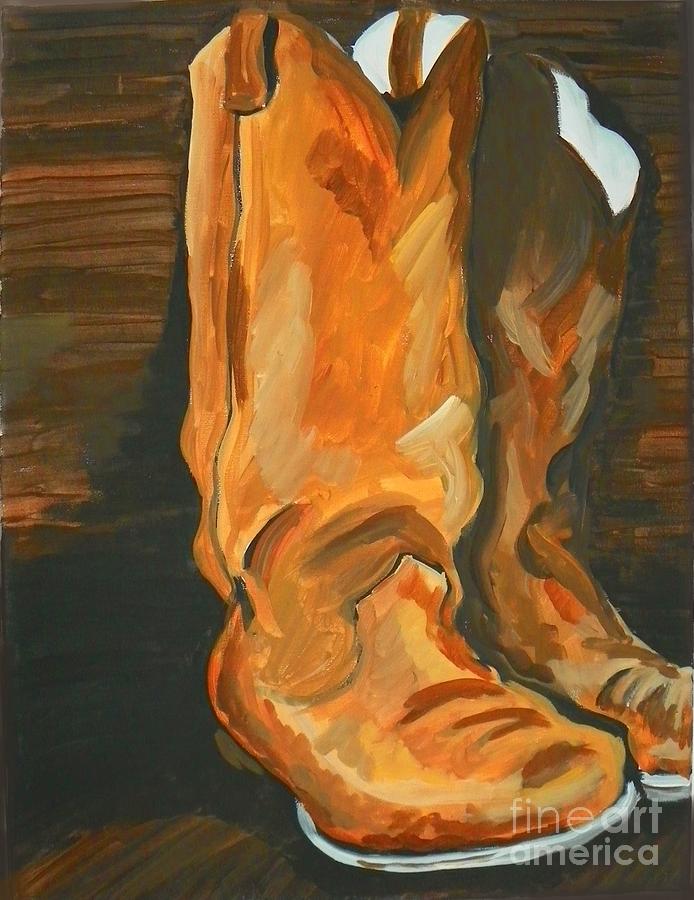 San Antonio Painting - Dads Boots by Marisela Mungia