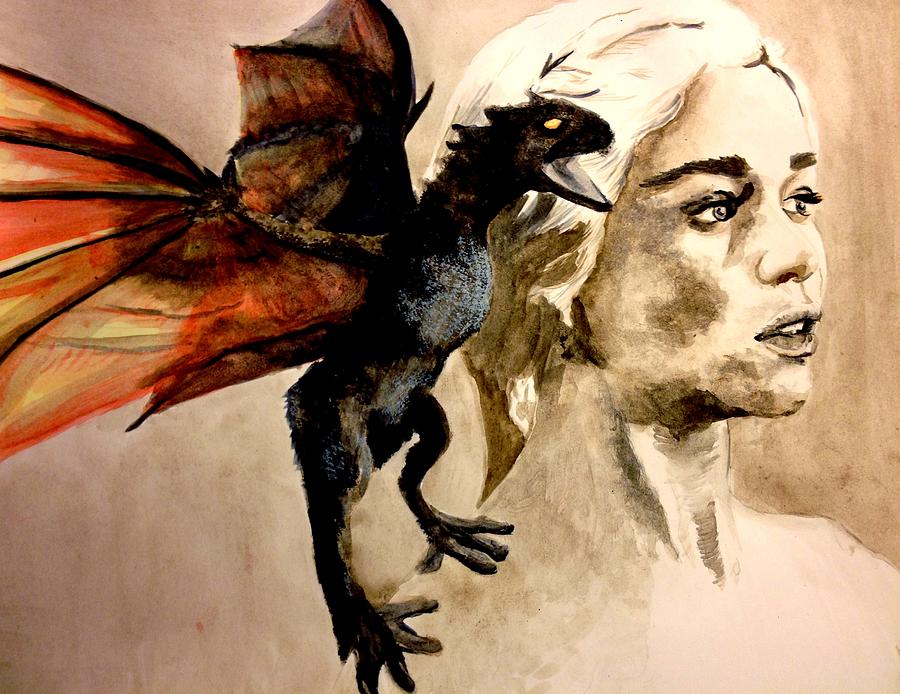 Daenerys Painting - Daenerys Khaleesi Mother of Dragons by Lauren Anne