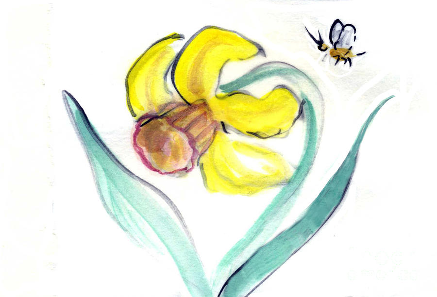 Daffodil and Bee Painting by Ellen Miffitt