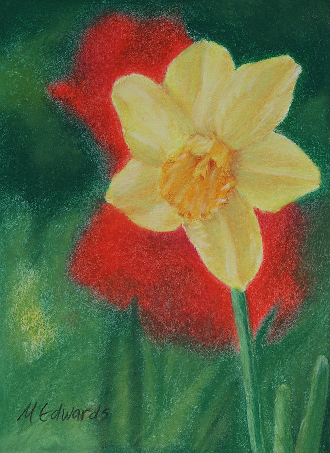 Daffodil and Poppies Pastel by Marna Edwards Flavell