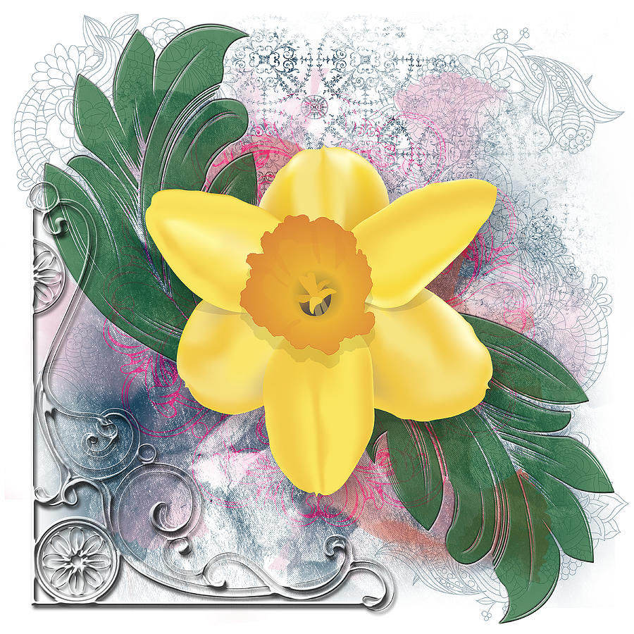 Daffodil Grunge Digital Art by Linda Carruth